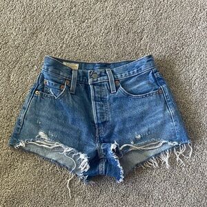 Levi's Classic Blue Distressed Jean Shorts